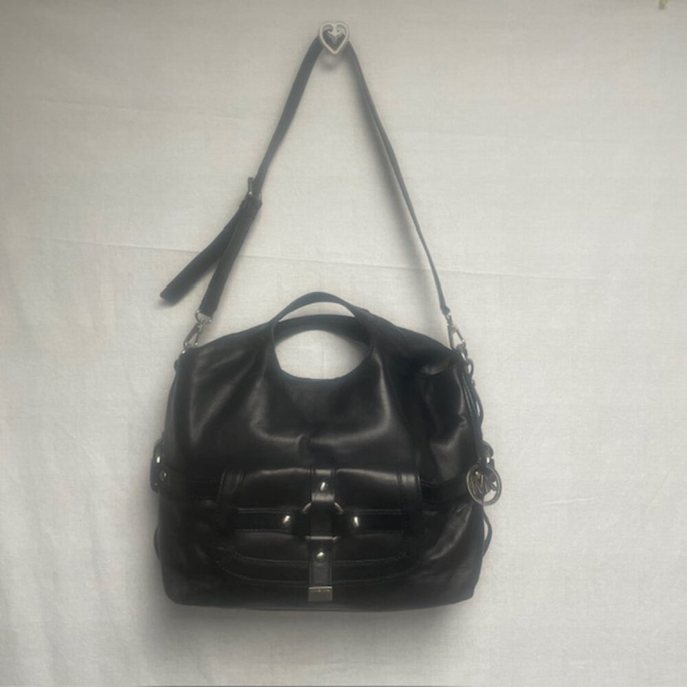 Michael Kors Crossbody Top Handle Soft Leather Satchel Purse Black With Dust Bag